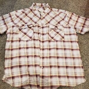 Haband Western Button Up Pearl‎ Snap Shirt Men's XXL Plaid Short Sleeve Rodeo